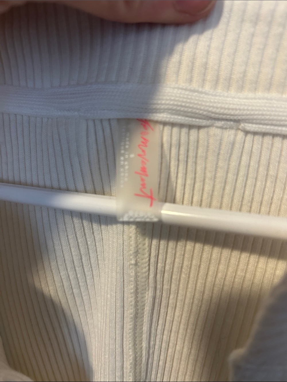 FP Movement by Free People Cream Ribbed V-Notch Long Sleeve Top - Picture 3 of 4